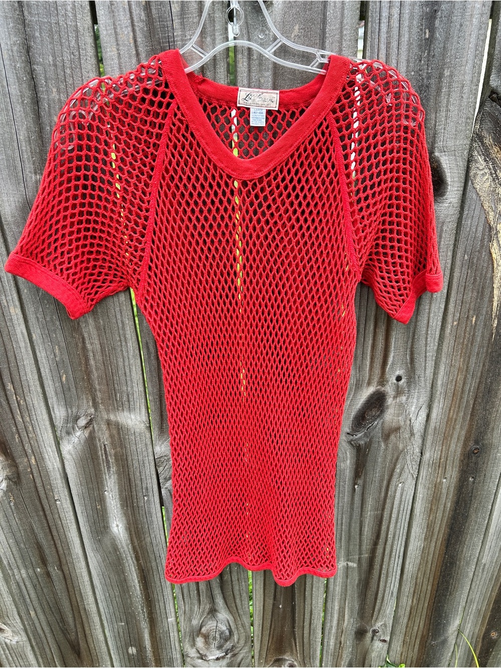 Signature by Levi Strauss Red/orange- Open-Knit Short Sleeve Crop Top